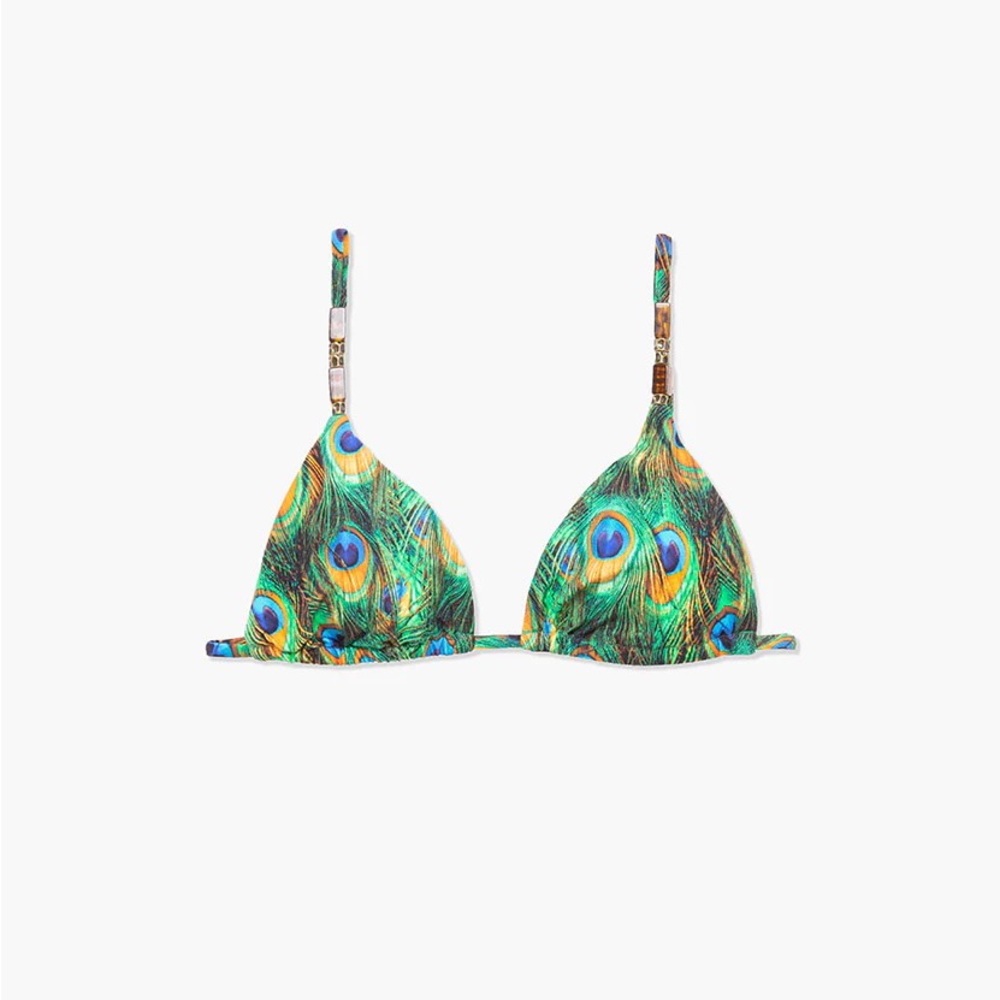WeWoreWhat Beaded Cooper Peacock Bikini Top